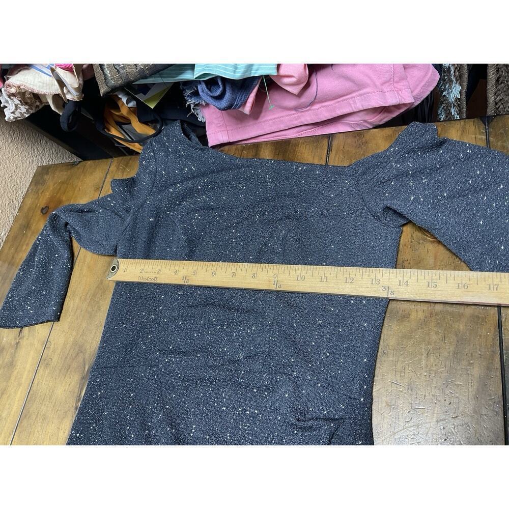 Oleg Cassini One-Shoulder Glitter Knit Sheath Dress Size 2 Graphite - Picture 6 of 14